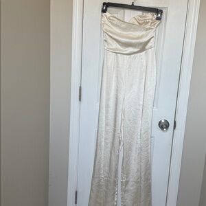 Chic Cream Strapless Jumpsuit